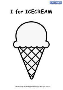I for Ice cream Coloring Page