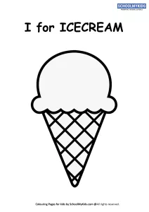 I for Ice cream Coloring Page