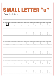 Writing Small Letter u - Lowercase Letter Tracing Worksheets for