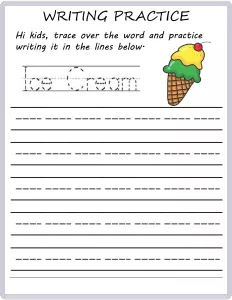 Writing Practice - Trace the Words - Ice cream