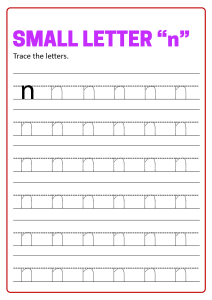 Writing Small Letter n - Lowercase Letter Tracing Worksheets for