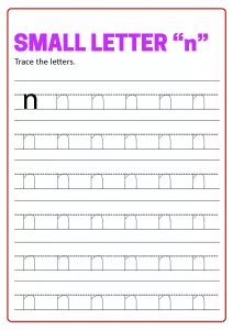 Writing Small Letter n - Lowercase Letter Tracing