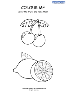 Fruits Coloring Page - Cherry and Orange