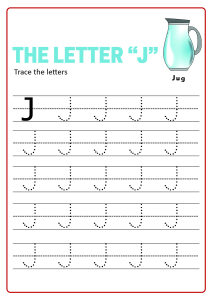 practice capital letter j uppercase letter tracing
