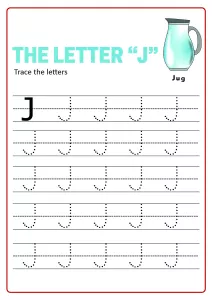 Practice Capital Letter J - Uppercase Letter Tracing