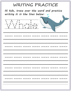 Writing Practice - Trace the Words - Whale