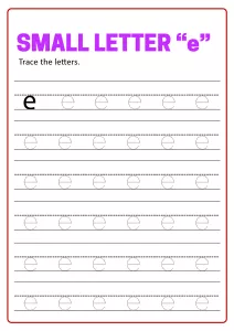 Writing Small Letter e - Lowercase Letter Tracing