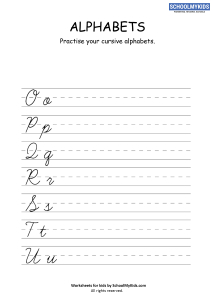 Cursive Writing Practice Sheets Cursive Letters O U Worksheets For Third Grade English Worksheets Schoolmykids Com