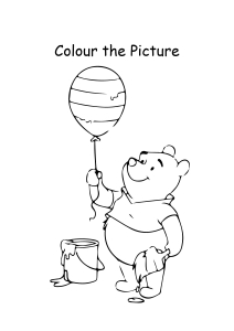 Cartoon Coloring Pages - Color the Winnie the Pooh with Balloon Picture