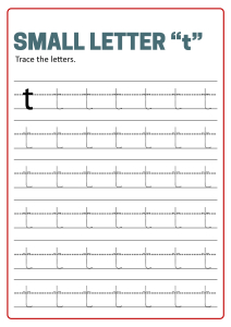 Writing Small Letter t - Lowercase Letter Tracing