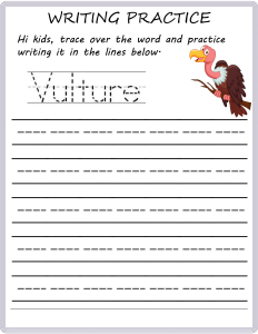 Writing Practice - Trace the Words - Vulture