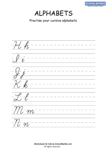 Cursive Writing Practice Sheets: Cursive Letters H-N
