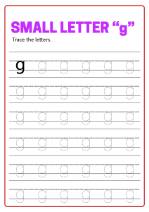 Writing Small Letter g  Lowercase Letter Tracing Worksheets for Preschool,Kindergarten,First