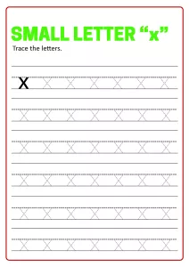Writing Small Letter x - Lowercase Letter Tracing