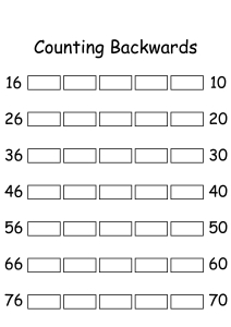 Counting Backwards by 1s - Write Missing Numbers