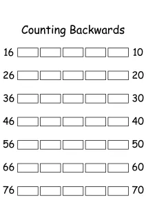 Counting Backwards by 1s - Write Missing Numbers