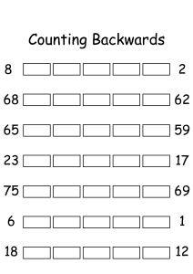 Counting Backwards by 1s - Write Missing Numbers