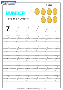 Tracing number 7 - Numbers 1-10 tracing