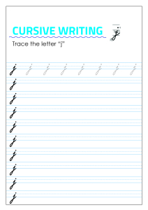 Letter J Lowercase Cursive Writing Worksheets For Third Fourth Second Grade English Worksheets Schoolmykids Com