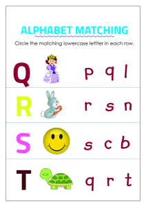 Circle Matching Uppercase and Lowercase Letters - Q to T