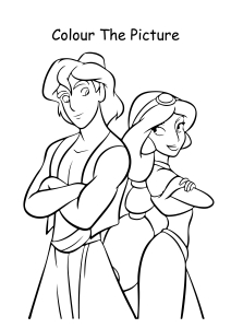 Princess Jasmine and Aladdin Coloring Pages