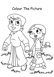 Chhota Bheem with Chutki Coloring Pages Worksheets for  Kindergarten,Preschool,First Grade - Art And Craft Worksheets |  