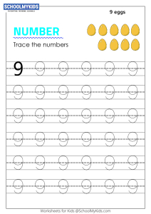 Tracing number 9 - Numbers 1-10 tracing