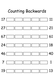 Counting Backwards by 1s - Write Missing Numbers