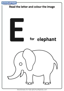 Read Letter E and Color the Elephant