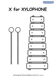 X for Xylophone Coloring Page Worksheets for Preschool,Kindergarten