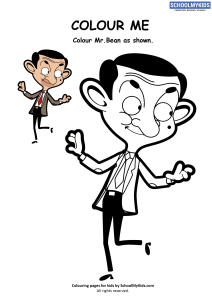 Colour Me - Mr. Bean Cartoon Coloring Pages Worksheets for  Preschool,Kindergarten,First Grade - Art And Craft Worksheets |  
