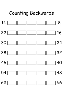 Counting Backwards by 1s - Write Missing Numbers