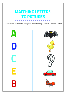 Matching Letters to Pictures A to E - Alphabet Matching Worksheets for