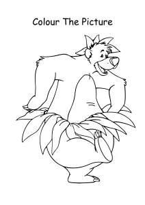 Baloo with grass skirt dancing Coloring Pages