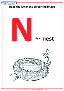 Read Letter N and Color the Nest
