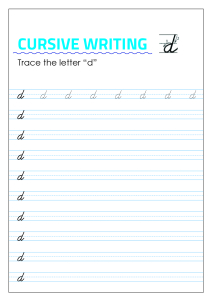 letter d lowercase cursive writing worksheets for third fourth second grade english worksheets schoolmykids com