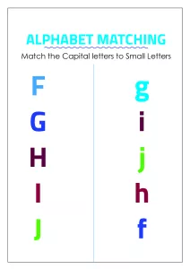 Alphabet Matching - Match Capital and Small Letters - F to J