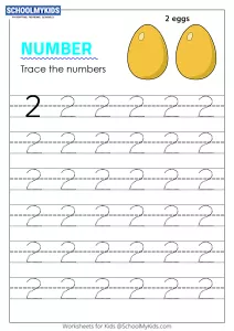 Tracing number 2 - Numbers 1-10 tracing