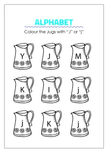 Color the Jugs with Letter J - Capital and Small Letter Identification