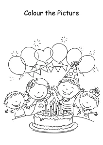 Colour the Picture - Birthday Party - Coloring Pages