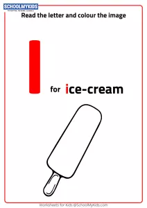 Read Letter I and Color the Ice Cream