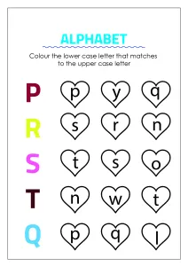 Color Matching Uppercase and Lowercase Letters - P to T