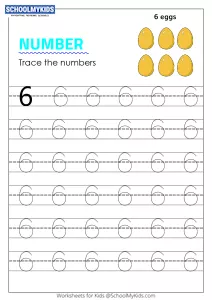 Tracing number 6 - Numbers 1-10 tracing