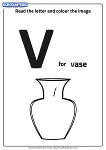 Read Letter V and Color the Vase
