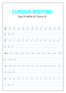 Lowercase Cursive Alphabet Tracing and Writing - k - o
