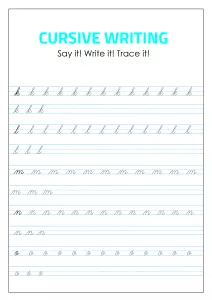 Lowercase Cursive Alphabet Tracing and Writing - k - o
