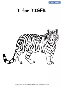 T for Tiger Coloring Page