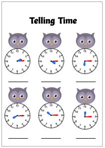 telling time to the quarter hour quarter past owl theme time worksheets for first second third grade math worksheets schoolmykids com