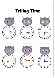 Telling Time to the Quarter Hour (Quarter Past) - Owl Theme Time