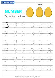 Tracing number 3 - Numbers 1-10 tracing